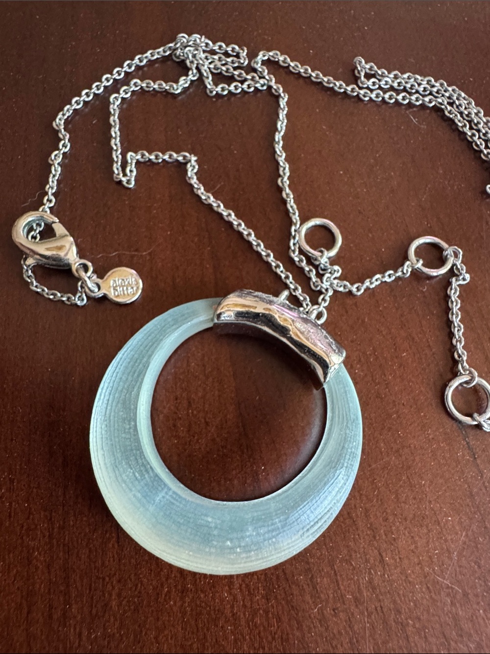 Alexis Bittar Pale Aqua Circular Pendant Necklace - Picture 3 of 9